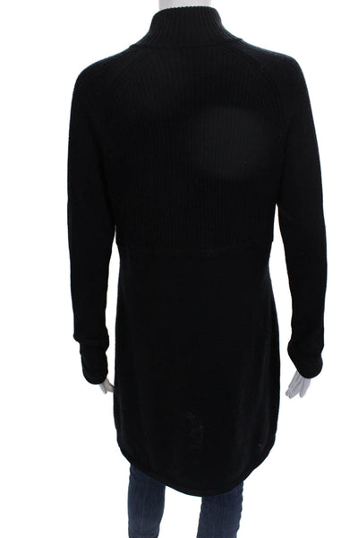 Athleta Womens Sweater Dress Black Poly Wool Mock Neck Long Sleeve Zip Size 32