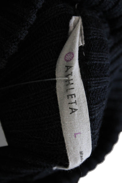 Athleta Womens Sweater Dress Black Poly Wool Mock Neck Long Sleeve Zip Size 32