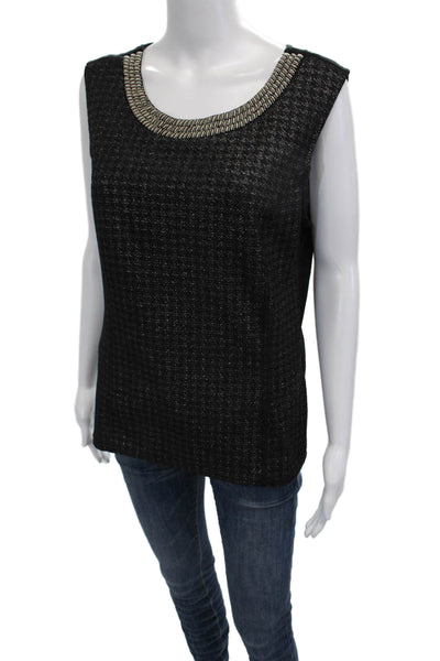 Morgan De Toi Women Black Viscose Blend Sleeveless Round Neck Tank Size L