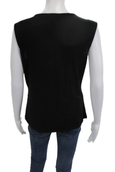 Morgan De Toi Women Black Viscose Blend Sleeveless Round Neck Tank Size L