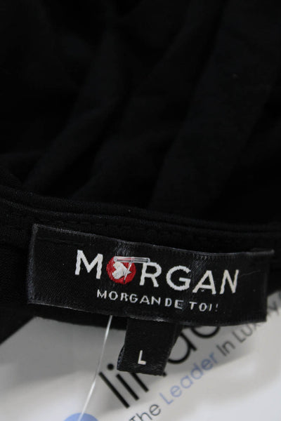 Morgan De Toi Women Black Viscose Blend Sleeveless Round Neck Tank Size L