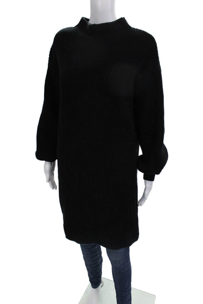 Style & Co Unisex Pullover Sweater Black Mock Neck Button Long Sleeve Size L