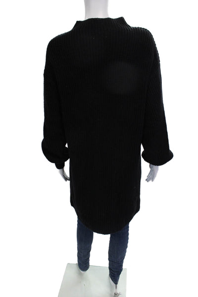 Style & Co Unisex Pullover Sweater Black Mock Neck Button Long Sleeve Size L