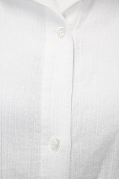Seafolly Womens Cotton Long Sleeve Button Up Tunic Collared White Size S