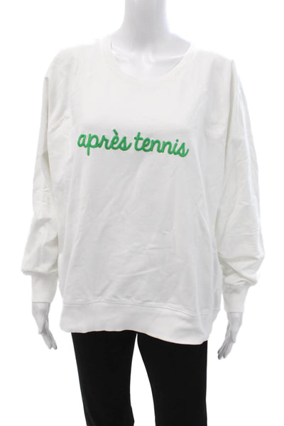 Ame and Lulu Women Pullover Sweatshirts White Crew Neck Long Sleeve Size L