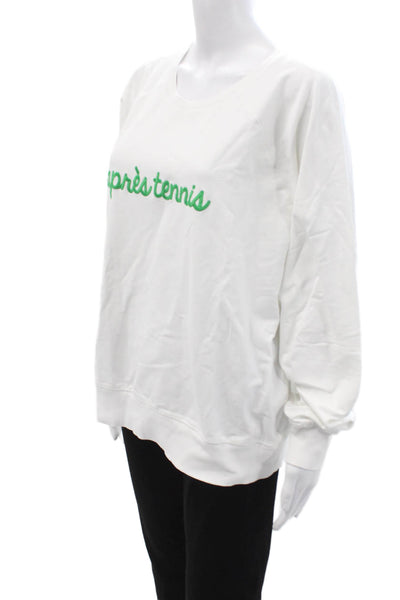 Ame and Lulu Women Pullover Sweatshirts White Crew Neck Long Sleeve Size L