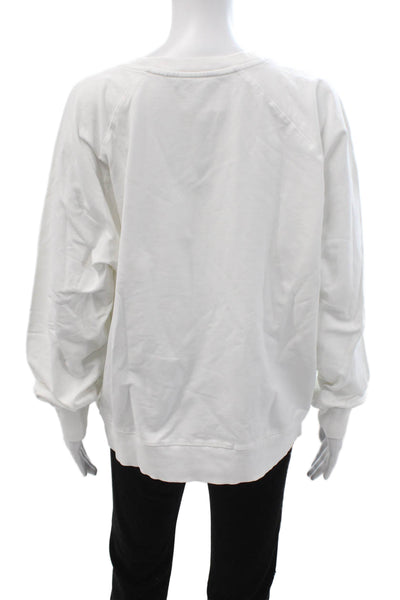 Ame and Lulu Women Pullover Sweatshirts White Crew Neck Long Sleeve Size L