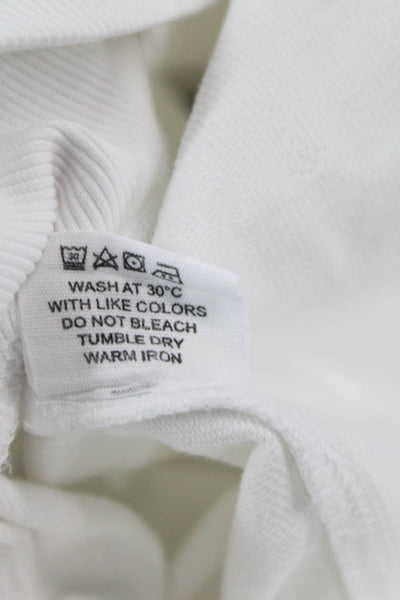 Ame and Lulu Women Pullover Sweatshirts White Crew Neck Long Sleeve Size L