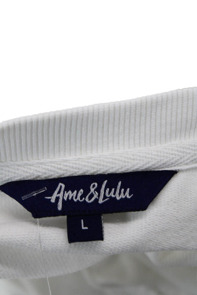 Ame and Lulu Women Pullover Sweatshirts White Crew Neck Long Sleeve Size L