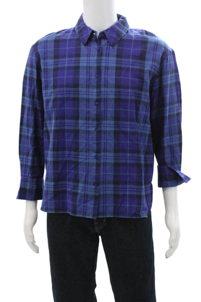 Ba&Sh Mens Cotton Plaid Collar Long Sleeve Button Down Shirt Blue Size M
