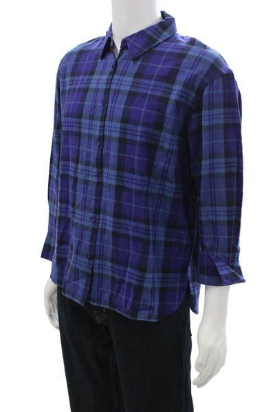 Ba&Sh Mens Cotton Plaid Collar Long Sleeve Button Down Shirt Blue Size M