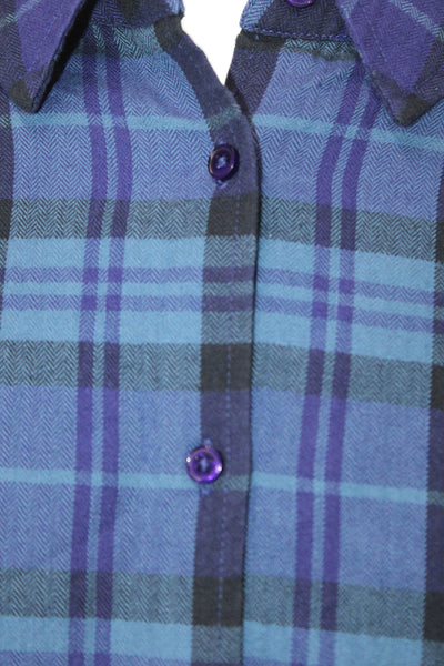 Ba&Sh Mens Cotton Plaid Collar Long Sleeve Button Down Shirt Blue Size M