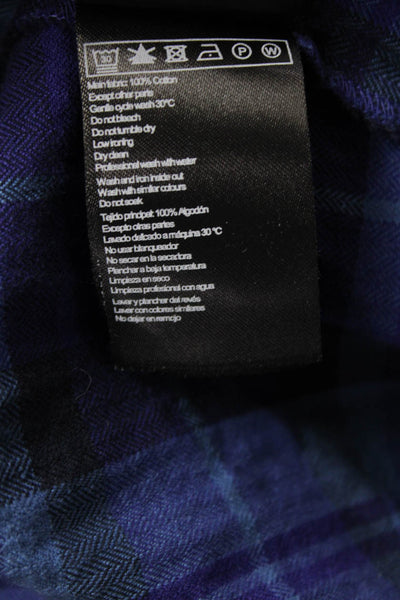 Ba&Sh Mens Cotton Plaid Collar Long Sleeve Button Down Shirt Blue Size M