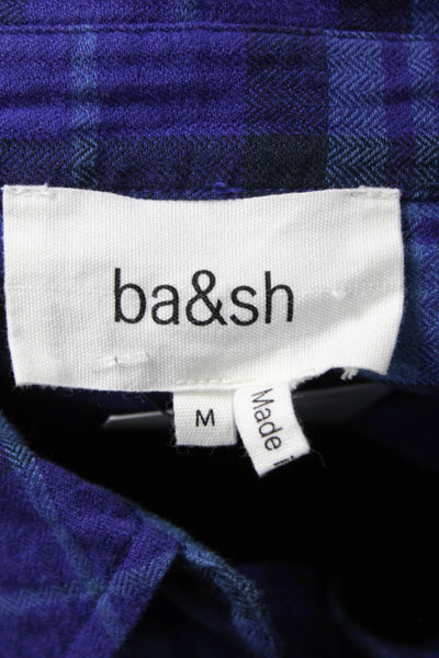Ba&Sh Mens Cotton Plaid Collar Long Sleeve Button Down Shirt Blue Size M