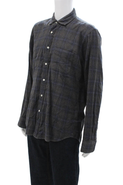 Hartford Mens Cotton Plaid Collar Slim Fit Button Down Shirt Brown Size XL