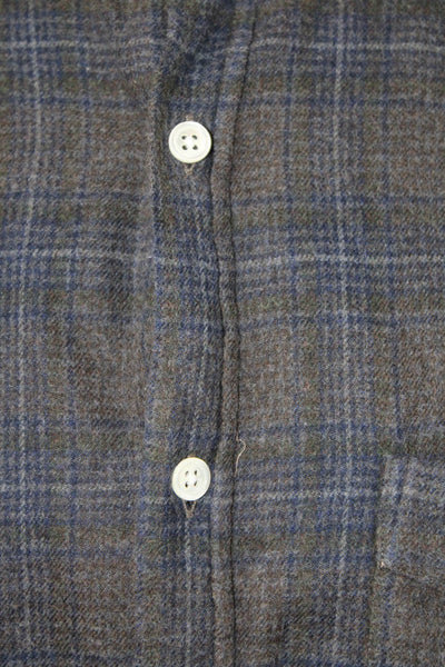 Hartford Mens Cotton Plaid Collar Slim Fit Button Down Shirt Brown Size XL