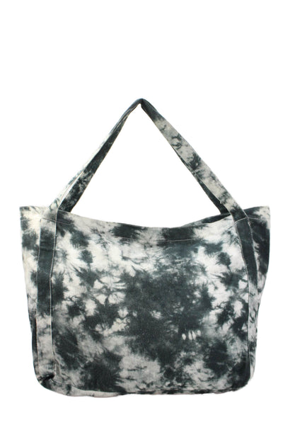 Zara Womens Cotton Tie Dye Zip Up Shoulder Bag Blue