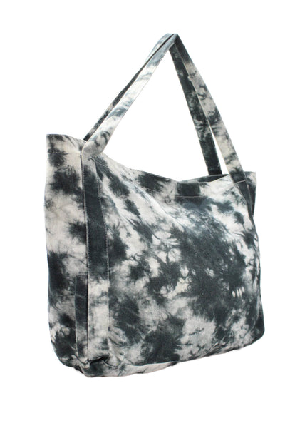 Zara Womens Cotton Tie Dye Zip Up Shoulder Bag Blue