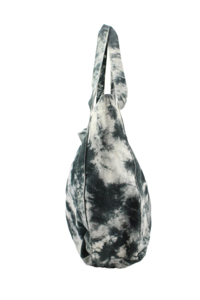 Zara Womens Cotton Tie Dye Zip Up Shoulder Bag Blue