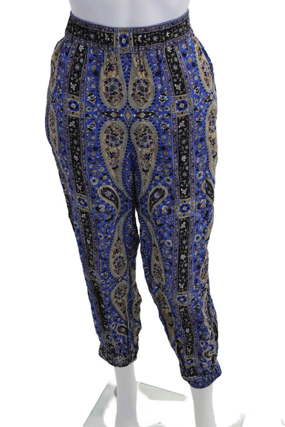 Kobi Halperin Women Black Paisley Viscose Ankle Harem Pants Size M