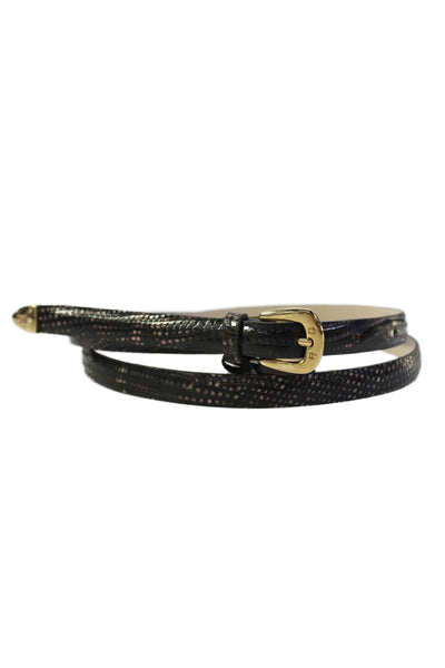Tardini Womens Genuine Lizard 1/2 Inch Wide Belt Black Combo Size 34