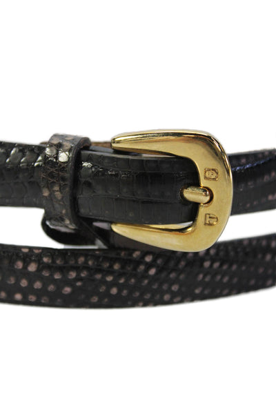 Tardini Womens Genuine Lizard 1/2 Inch Wide Belt Black Combo Size 34