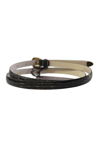 Tardini Womens Genuine Lizard 1/2 Inch Wide Belt Black Combo Size 34