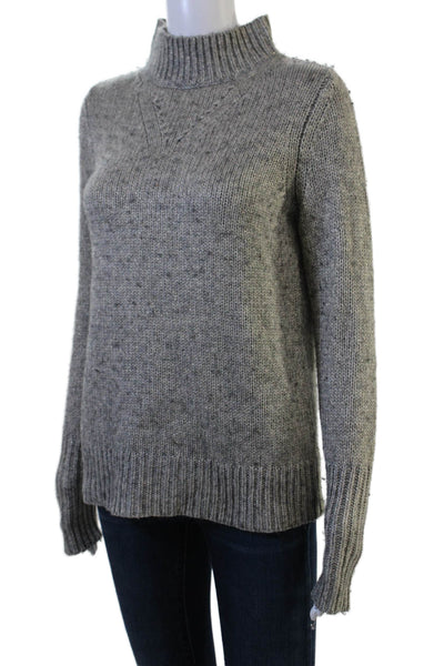 Elie Tahari Womens Gray Mock Neck Pullover Sweater Long Sleeve Size S