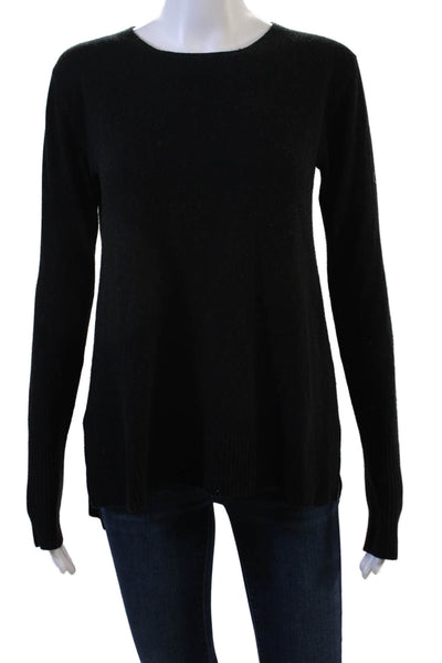 Crippen Women Black Merino Cashmere Crew Neck Pullover Sweater Size S