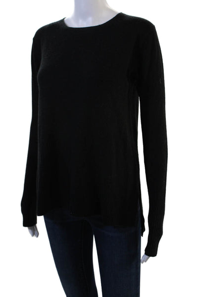 Crippen Women Black Merino Cashmere Crew Neck Pullover Sweater Size S
