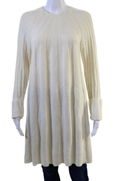 Elizabeth & James Women Sweater Dress Shift Beige Crew Neck Long Sleeve Size S