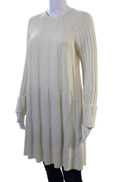 Elizabeth & James Women Sweater Dress Shift Beige Crew Neck Long Sleeve Size S