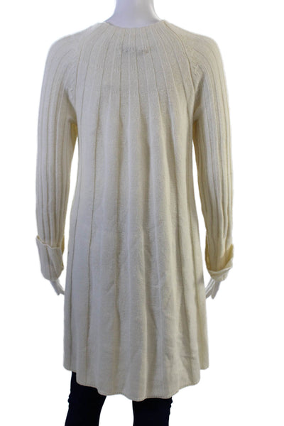 Elizabeth & James Women Sweater Dress Shift Beige Crew Neck Long Sleeve Size S