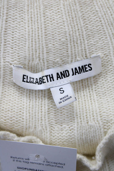 Elizabeth & James Women Sweater Dress Shift Beige Crew Neck Long Sleeve Size S