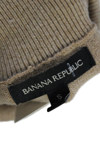 Banana Republic Womens Pullover Sweater Beige Mock Neck Long Sleeve Size S