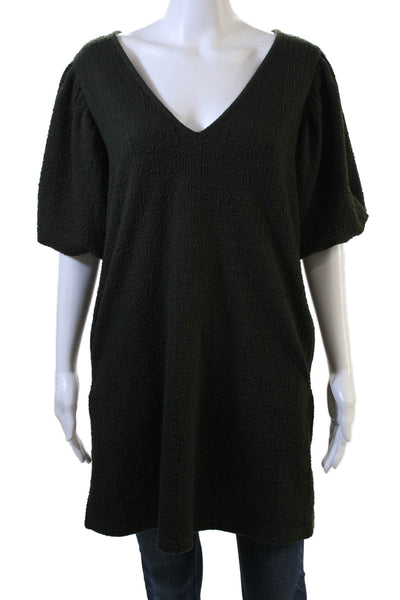 Maac Women Shift Sweater Black V-Neck Short Sleeve Polycotton Size S