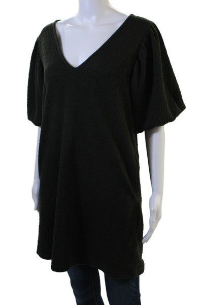 Maac Women Shift Sweater Black V-Neck Short Sleeve Polycotton Size S