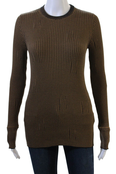 Gauchere Women Pullover Sweater Black Striped Cotton Crewneck Size S