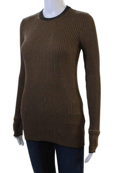 Gauchere Women Pullover Sweater Black Striped Cotton Crewneck Size S
