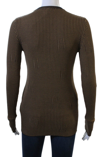 Gauchere Women Pullover Sweater Black Striped Cotton Crewneck Size S