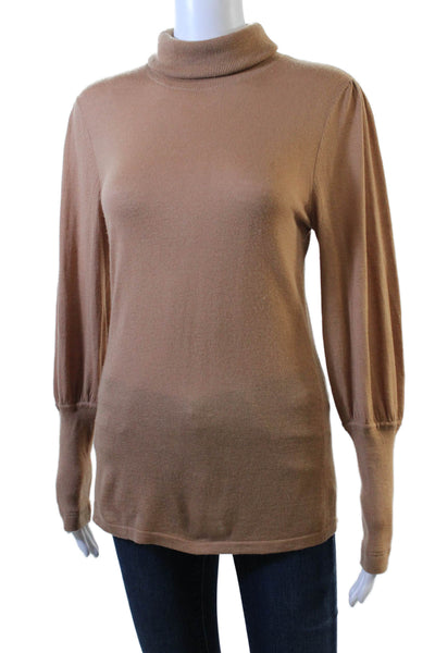 BCBGMAXAZRIA Women Pullover Sweater Mock Neck Long Sleeve Brown Size S