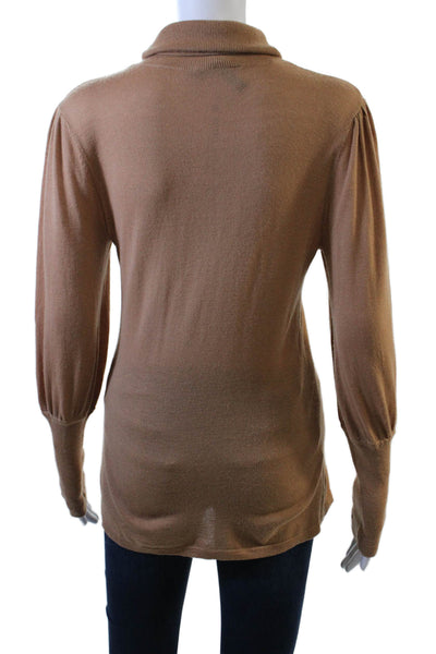BCBGMAXAZRIA Women Pullover Sweater Mock Neck Long Sleeve Brown Size S