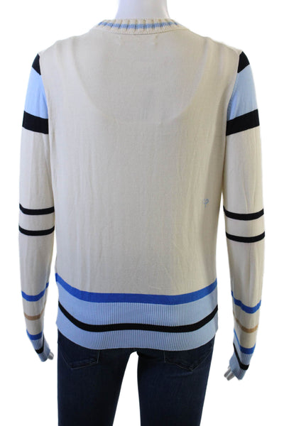 Chinti & Parker Womens Beige Striped V Neck Cotton Cardigan Size S