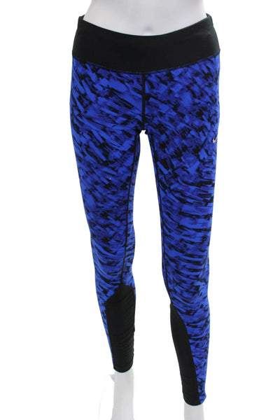 Nike Women Ankle Leggings Black Geometric Polyester Fall Size S
