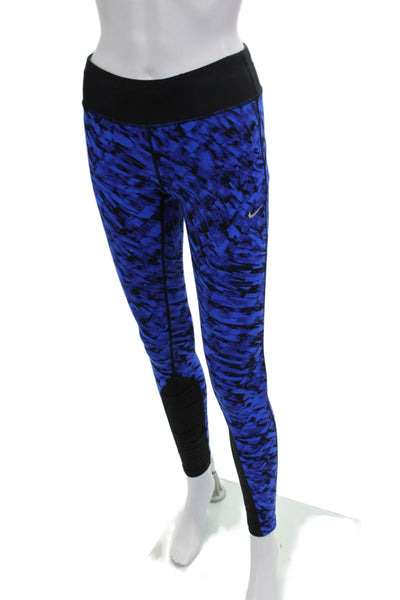 Nike Women Ankle Leggings Black Geometric Polyester Fall Size S