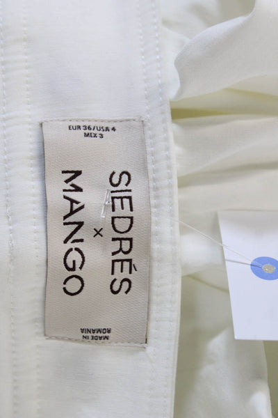 siedres Unisex White Floral Bermuda Shorts Viscose Blend Size S