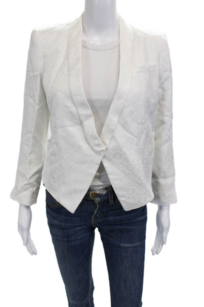 Helmut Lang Womens White V Neck 3/4 Sleeve Blazer Size 4