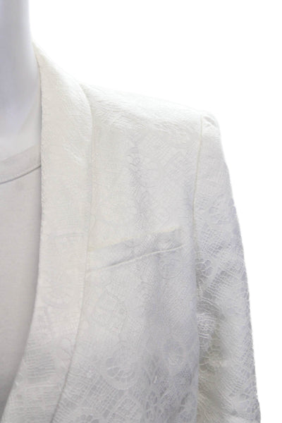 Helmut Lang Womens White V Neck 3/4 Sleeve Blazer Size 4