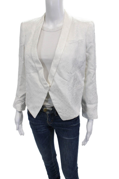 Helmut Lang Womens White V Neck 3/4 Sleeve Blazer Size 4