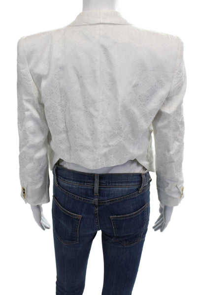 Helmut Lang Womens White V Neck 3/4 Sleeve Blazer Size 4